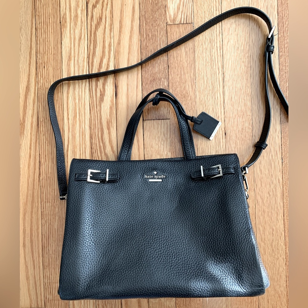 Kate Spade Black Leather Handbag with Removable Shoulder Strap
